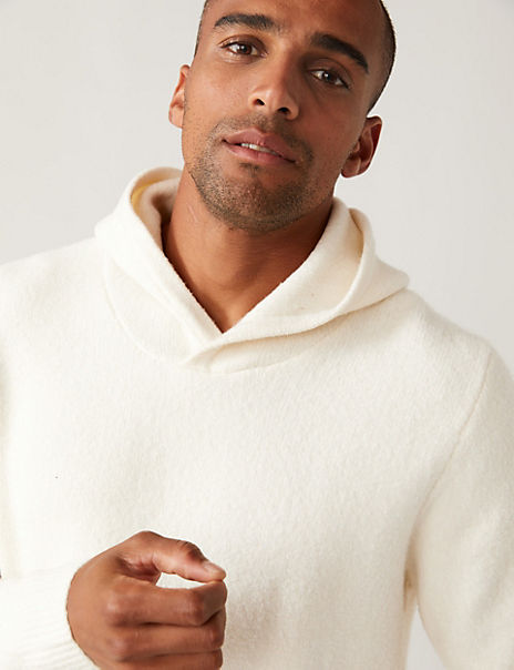 Cotton Blend Knitted Hoodie