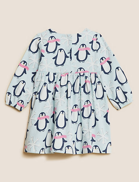 Pure Cotton Penguin Dress (0 – 3 Yrs)