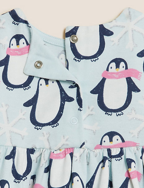 Pure Cotton Penguin Dress (0 – 3 Yrs)