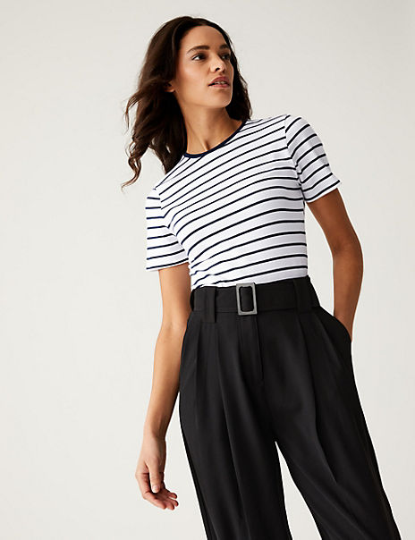 Cotton Rich Striped Slim Fit T-Shirt - Marks and Spencer Cyprus