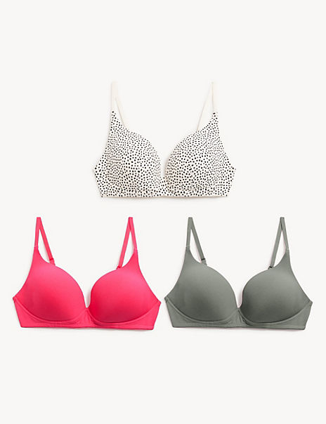 3pk Cotton Wired Push-Up Bras