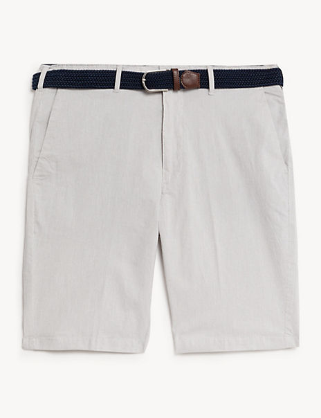  Striped Belted Stretch Chino Shorts 