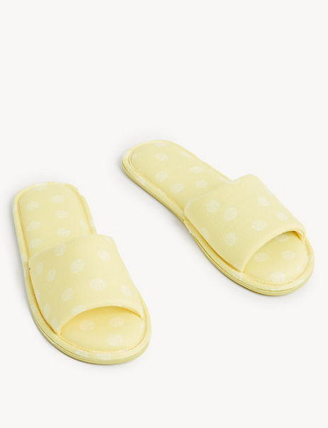 Shell Print Open Toe Mule Slippers