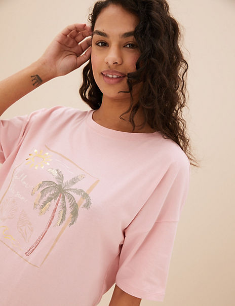 Pure Cotton Palm Tree Pyjama Top