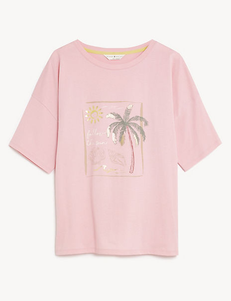 Pure Cotton Palm Tree Pyjama Top