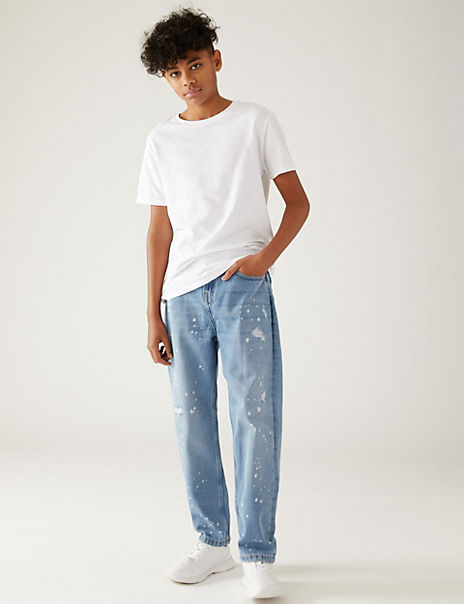 Regular Pure Cotton Paint Splat Jeans (6-16 Yrs)