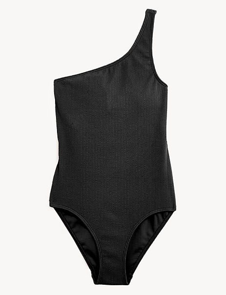 Textured One Shoulder Swimsuit