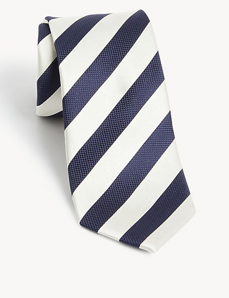  Striped Pure Silk Tie 