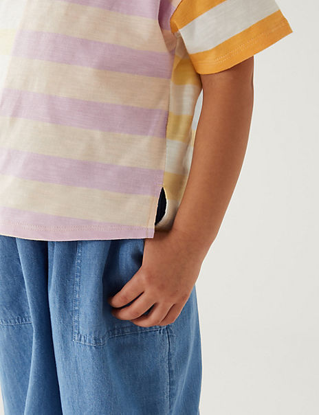Pure Cotton Striped T-Shirt (2-8 Yrs)
