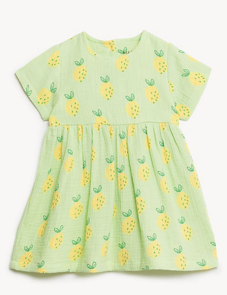 Pure Cotton Lemon Dress (0-3 Yrs)