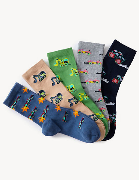 5pk Cotton Rich Transport Socks