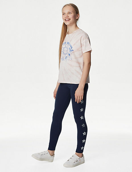 5pk Cotton Rich Leggings with Stretch (6-16 Yrs), M&S Collection
