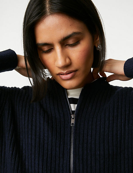 Knitted Ribbed Crew Neck Cardigan - Marks and Spencer Cyprus | Symeonides  Fashion House