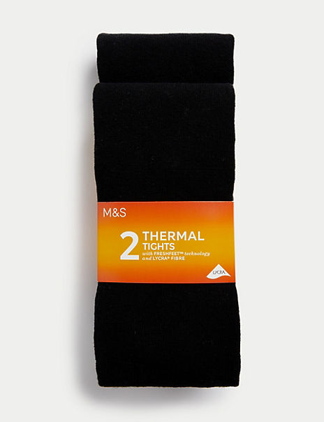 2pk Cotton Blend Thermal Tights 4 14 Yrs Marks and Spencer Cyprus Symeonides Fashion House