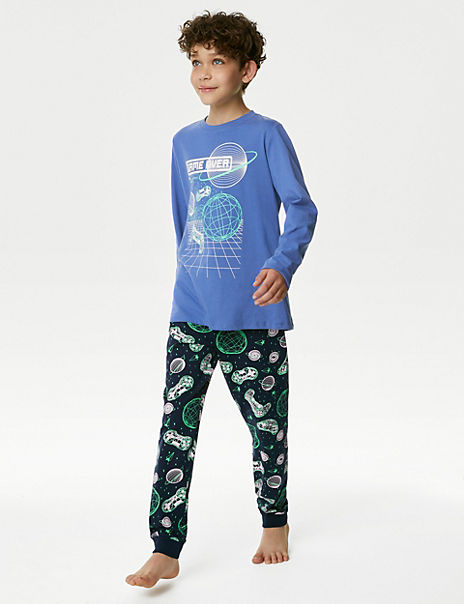 Pure Cotton Football Pyjama Set (6-16 Yrs)