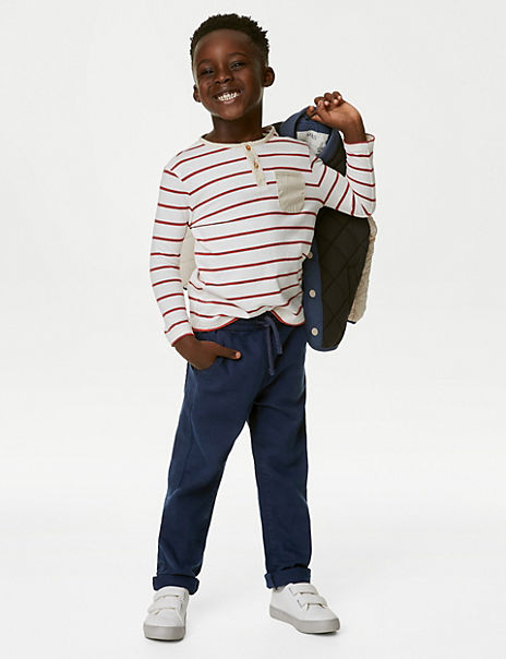 Cotton Rich Relaxed Fit Trousers (2-8 Yrs) - Marks and Spencer Cyprus