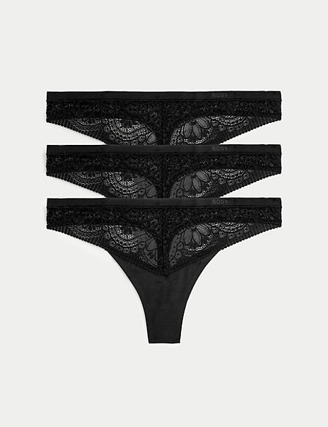 3pk Body Soft™ Lace Thongs - Marks and Spencer Cyprus