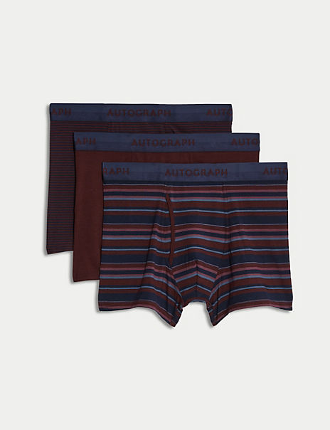 3pk Supima® Cotton Blend Striped Trunks - Marks and Spencer Cyprus