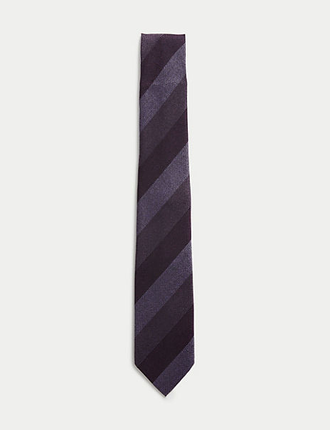  Textured Striped Silk Rich Tie 