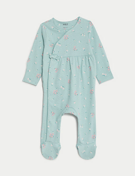  Pure Cotton Floral Sleepsuit (7lbs-1 Yrs) 