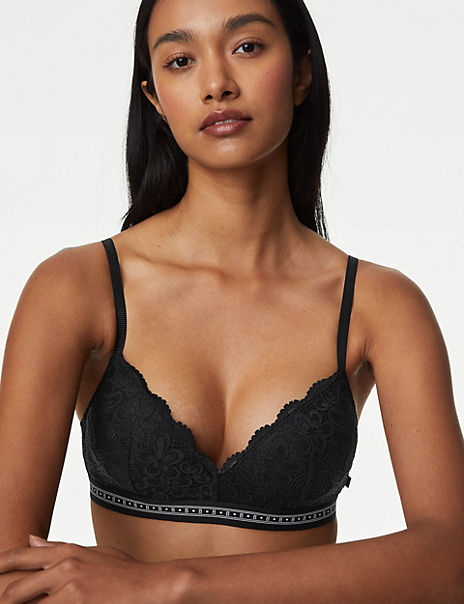NEW M&S Boutique Marks & Spencer cream lace non-wired bralette