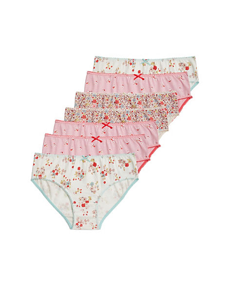 7pk Pure Cotton Floral Knickers (2-12 Yrs)
