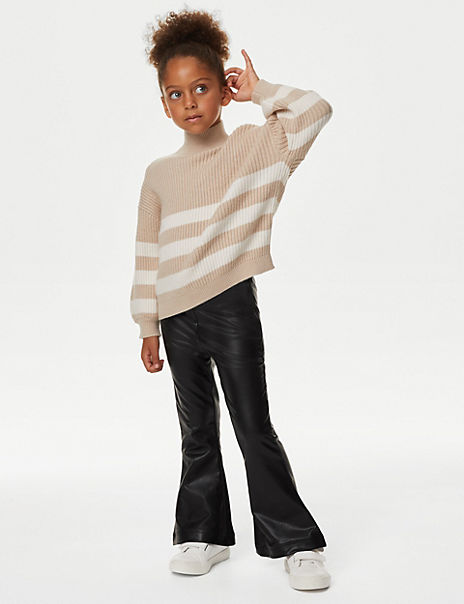 Cotton Rich Ribbed Flared Leggings (2-8 Yrs)