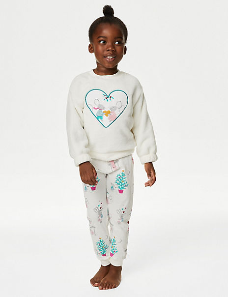 Cotton Rich Ribbed Floral Flared Leggings (2-8 Yrs)