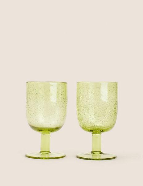  Set of 2 Handmade Wine Glasses 