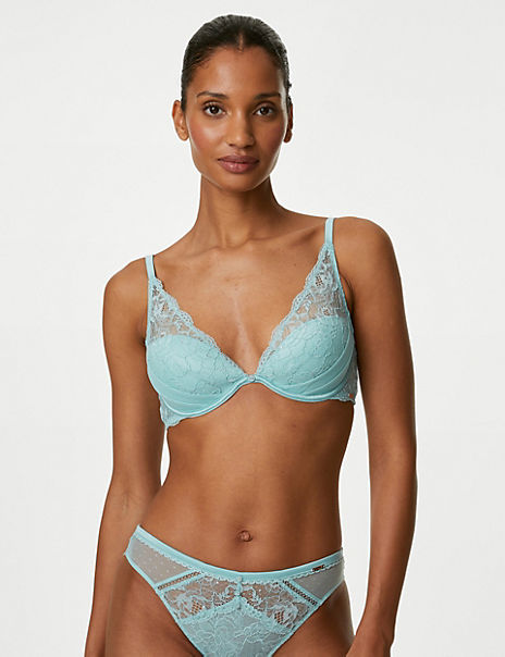 Lace Padded Plunge Wired Bra
