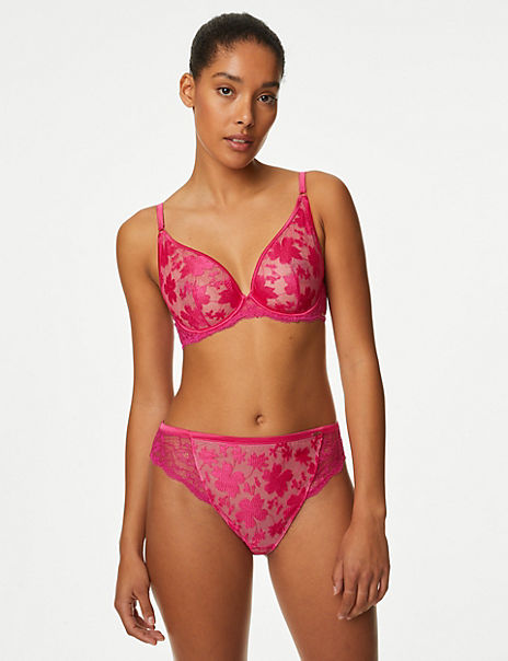 M&S ROSIE FOR AUTOGRAPH Silk & Lace Padded High Apex Plunge Bra Red  T81/6323 0000223078978 on eBid New Zealand