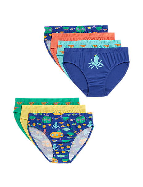 7pk Pure Cotton Sea Life Briefs (18 Mths-7 Yrs)