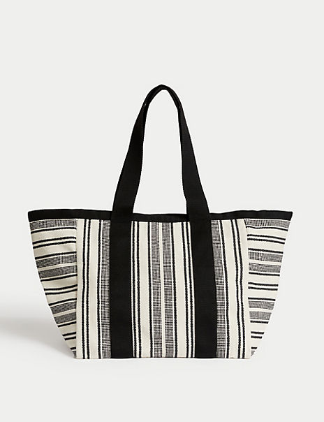  Canvas Striped Beach Bag 