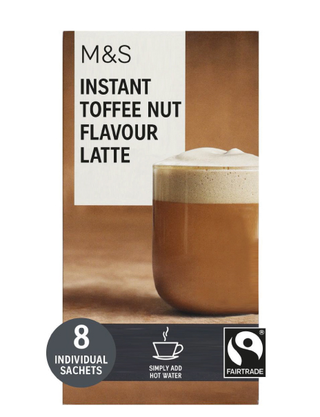  8 Instant Toffee Nut Flavour Latte Sachets 
