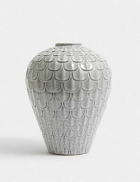 Tall Scallop Glazed Vase