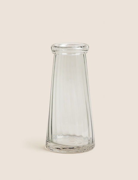  Large Ridged Glass Tapered Vase 