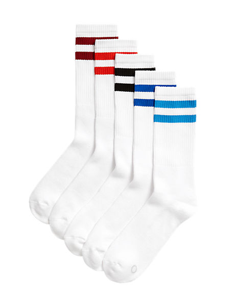 5pk Striped Cotton Rich Cushioned Sports Socks