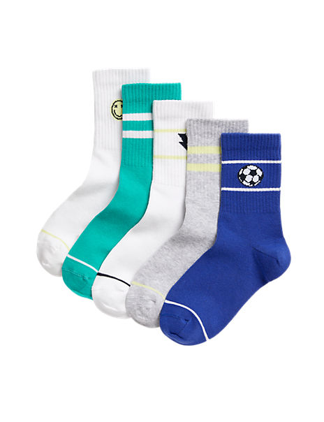 5pk Cotton Rich Sports Icons Socks