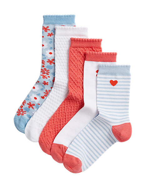5pk Cotton Rich Assorted Socks (6 Small – 7 Large)