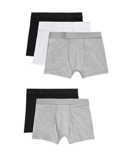 5pk Cotton Rich Plain Trunks (2-16 Yrs)