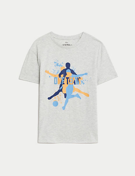  Pure Cotton Football Graphic T-Shirt (6-16 Yrs) 