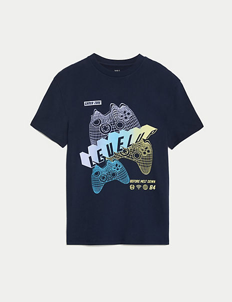  Pure Cotton Gaming Print T-Shirt  (6-16 Yrs) 