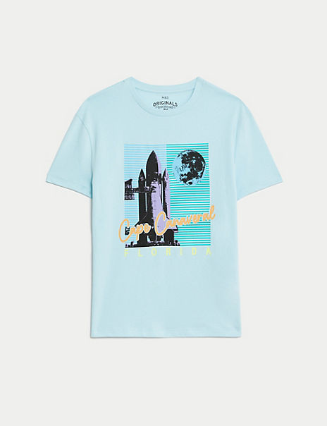  Pure Cotton Space Shuttle Graphic T-Shirt (6-16 Yrs) 