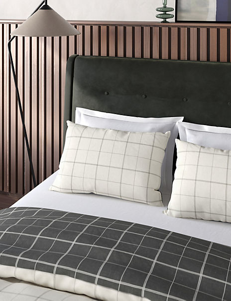 Cotton Blend Checked Bedding Set