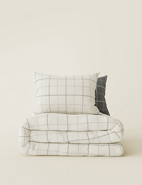 Cotton Blend Checked Bedding Set