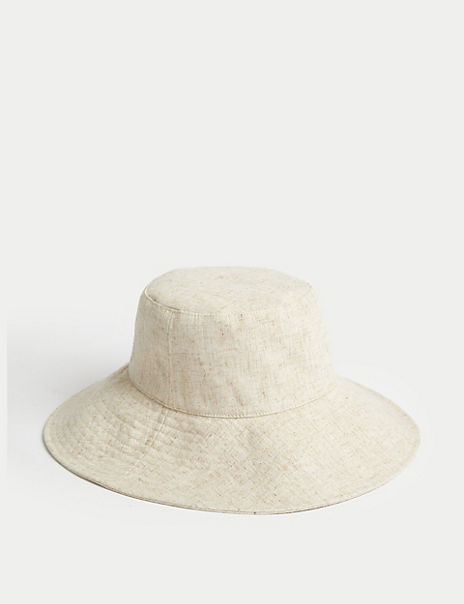  Wide Brim Bucket Hat with Linen 