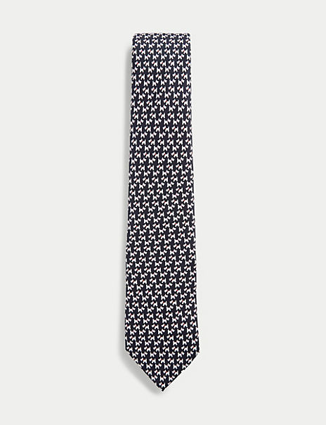 Dog Print Pure Silk Tie