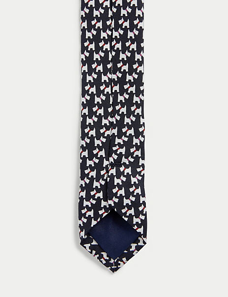 Dog Print Pure Silk Tie