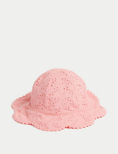  Kids’ Pure Cotton Embroidered Sun Hat (0 – 12 Mths) 