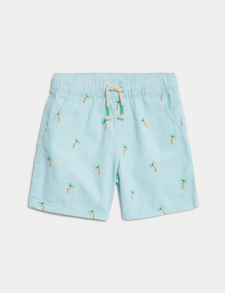 Pure Cotton Palm Tree Shorts (2–8 Yrs)